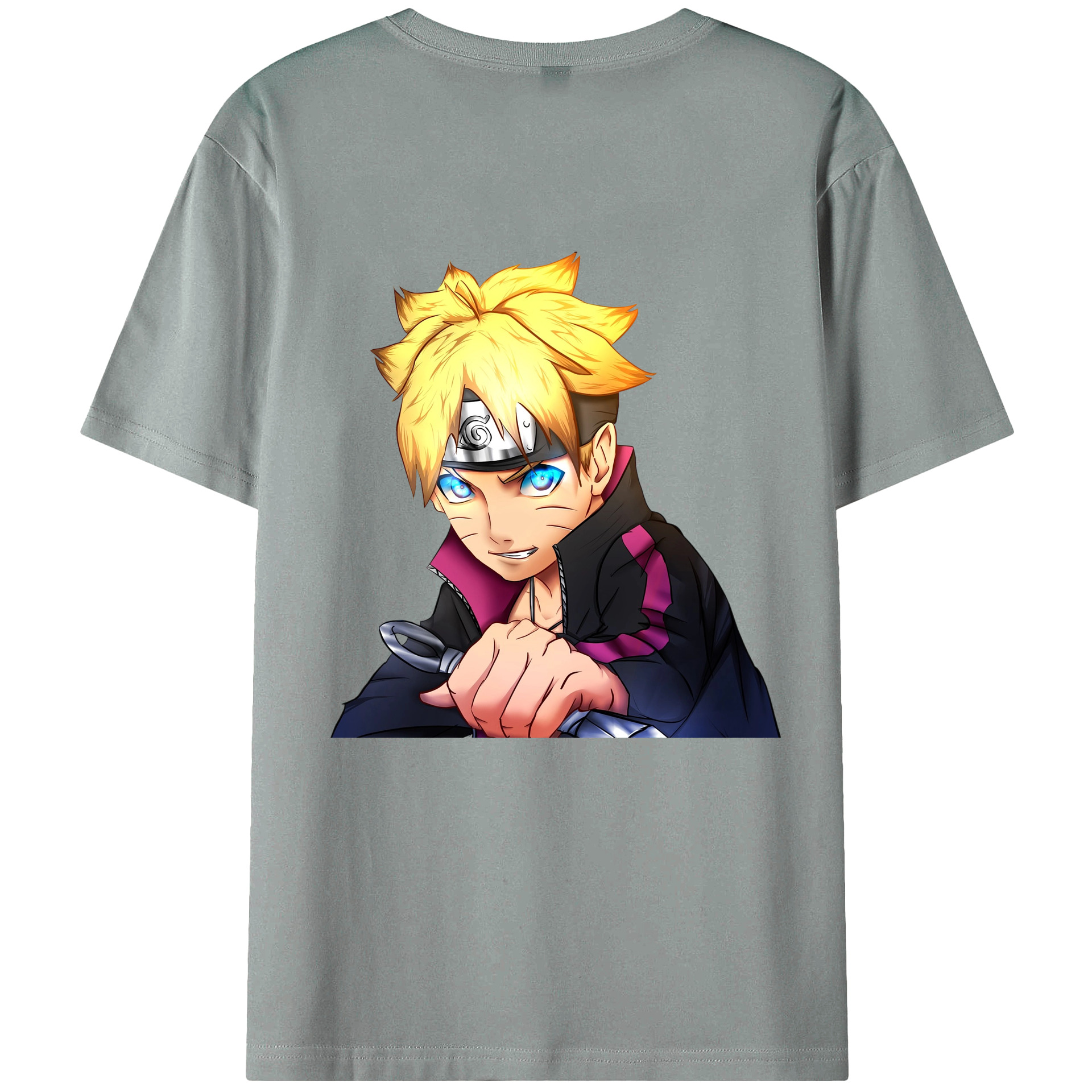（画像用） NARUTO -ナルト- うずまき ボルト Uzumaki Boruto 綿100％ メンズ半袖Tシャツ（バックプリント） 通気性